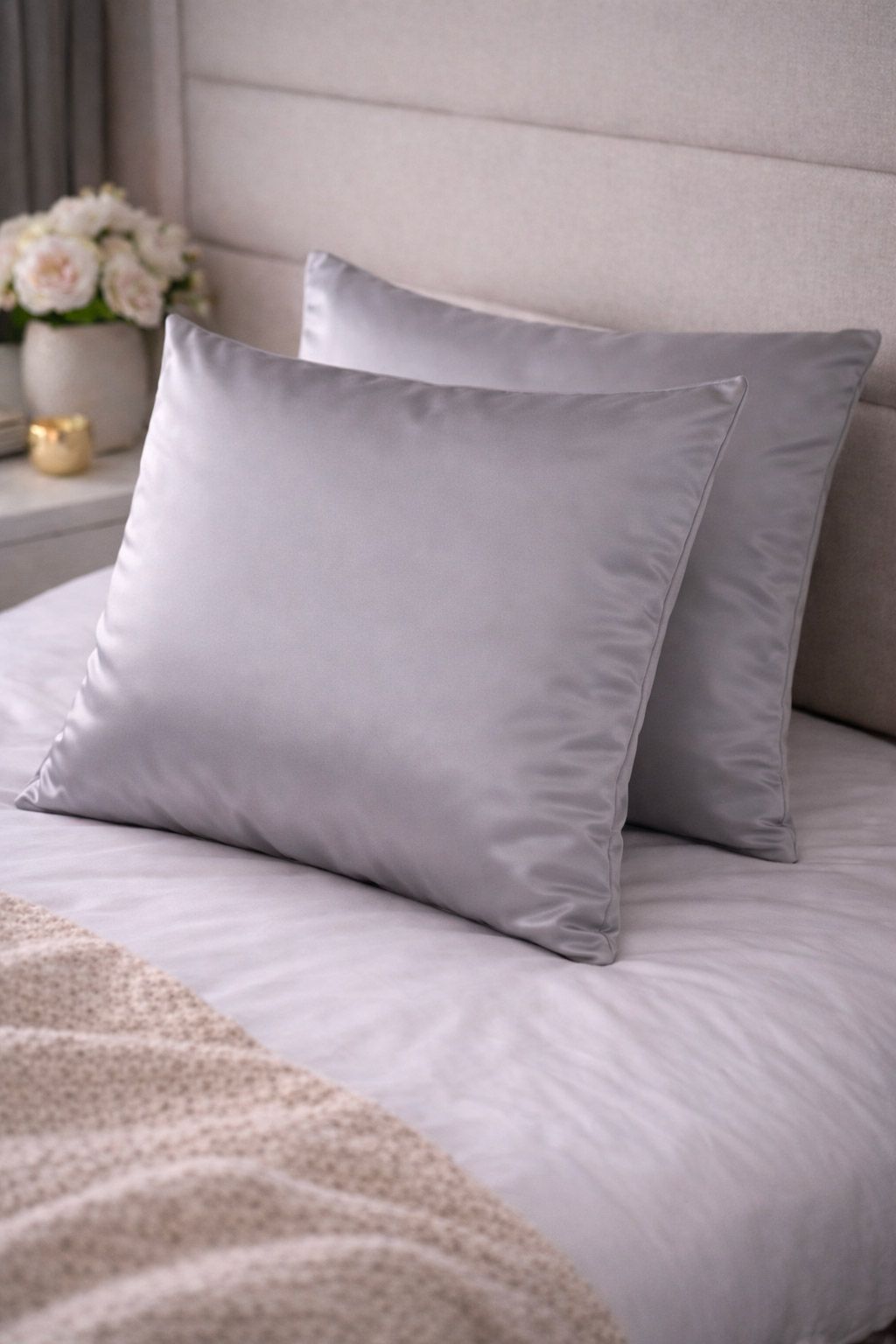 Taie 100% Soie Gris Perle